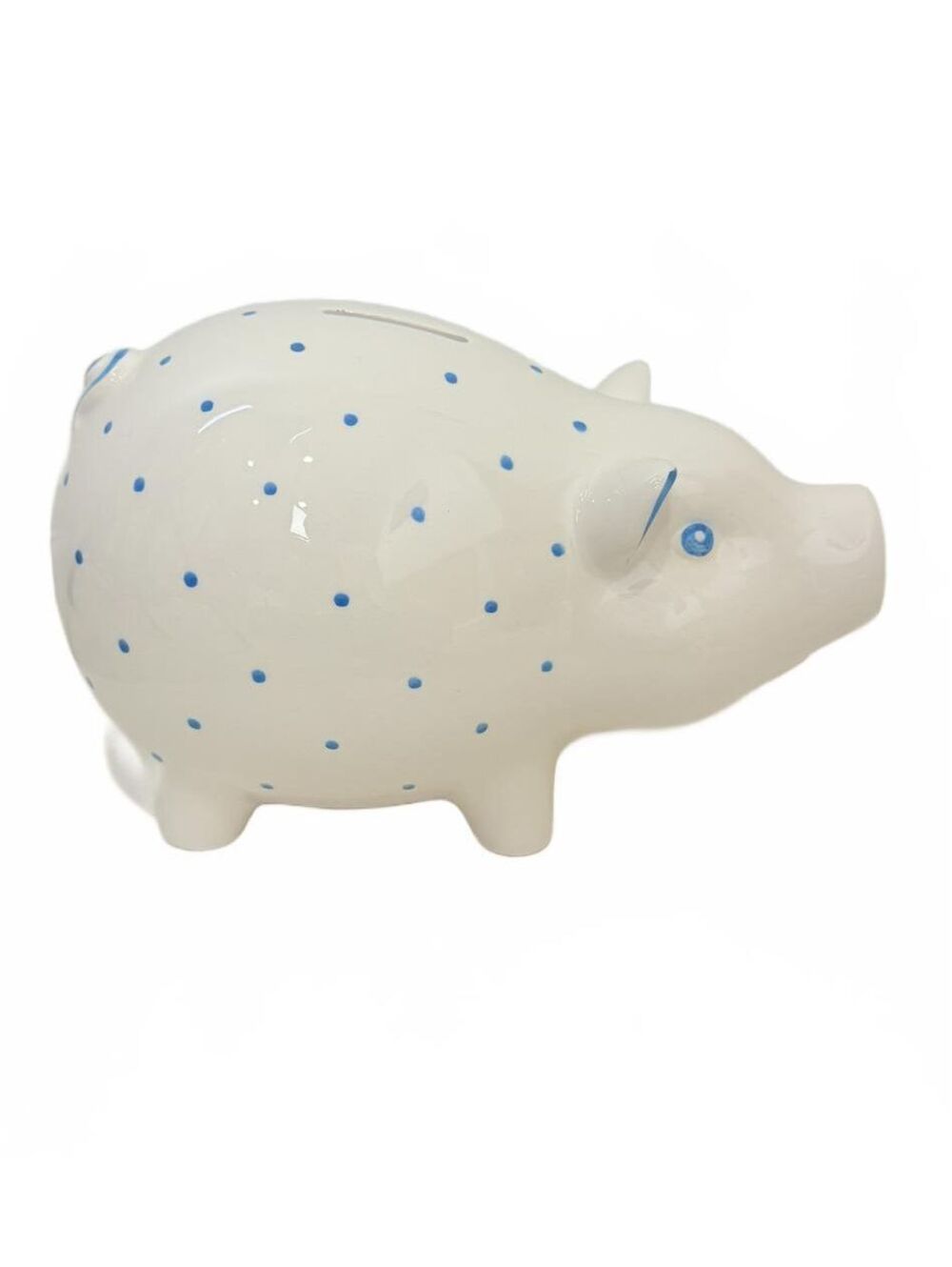 Tiffany & Co Earthenware Dot Piggy Bank White Blue Polka Dots Ceramic - Picture 2 of 6